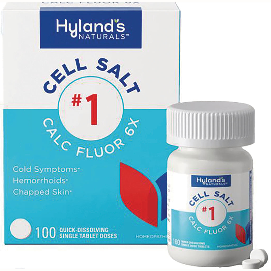 HY264 | Hyland's Naturals Cell Salt #1 Calc Fluor 6X box and bottle with tablets - Thumbnail