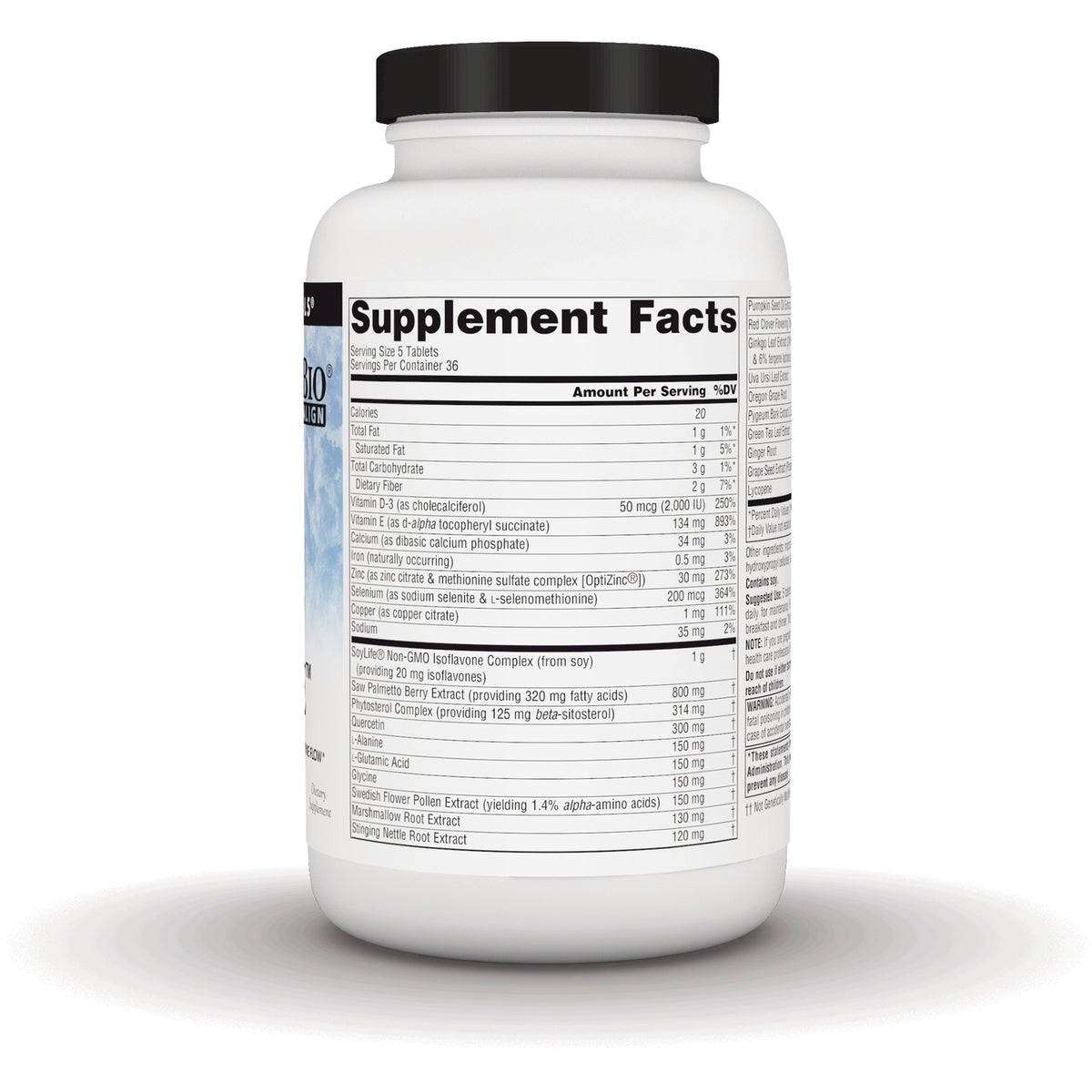 SN973 | Back of supplement bottle with Supplement Facts panel and ingredients list