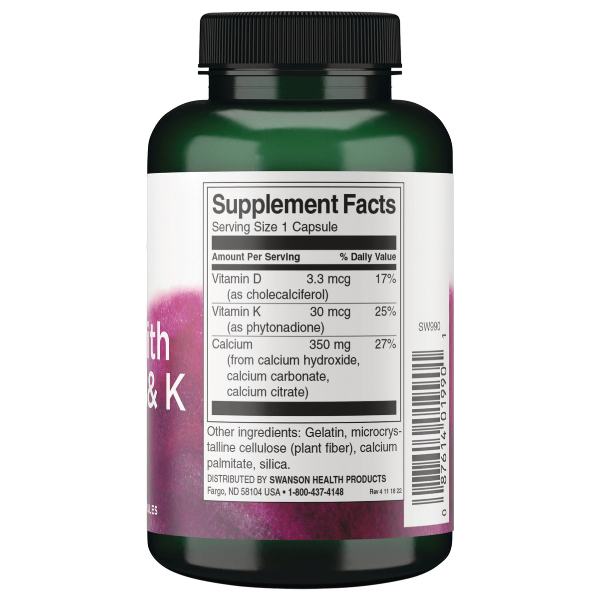 SW990 | Back label with Supplement Facts