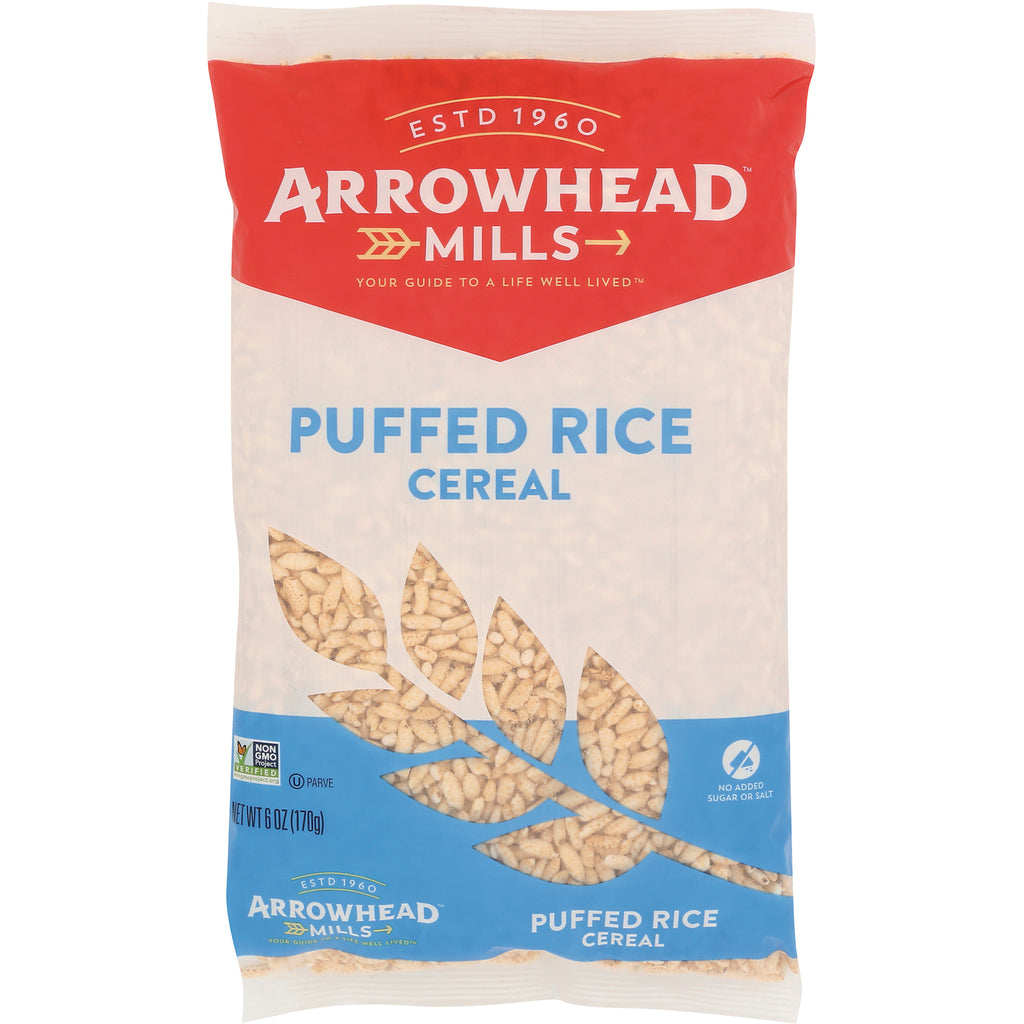 AHM019 | Arrowhead Mills Puffed Rice Cereal bag, 6 oz, no added sugar or salt, Non-GMO Project Verified - Thumbnail