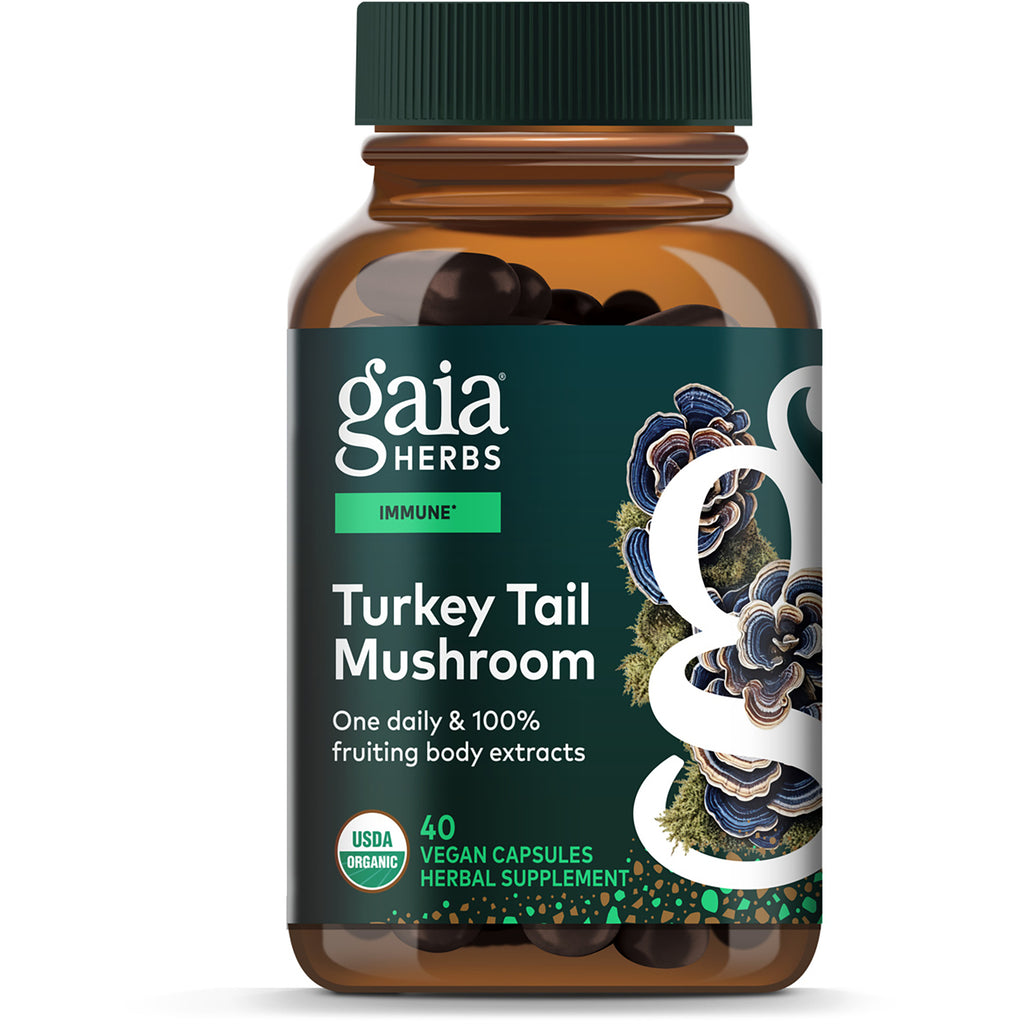 GH151 | Gaia Herbs Turkey Tail Mushroom box, 40 vegan capsules, immune and liver support, USDA Organic, Non-GMO - Thumbnail