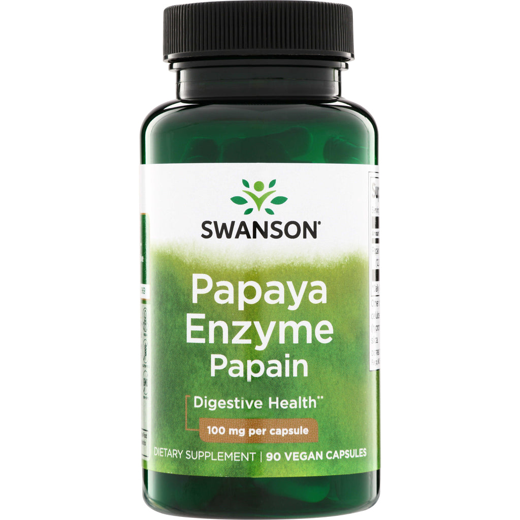 SW1427 | Swanson Papaya Enzyme Papain bottle, Digestive Health, 100 mg per capsule, 90 vegan capsules - Thumbnail