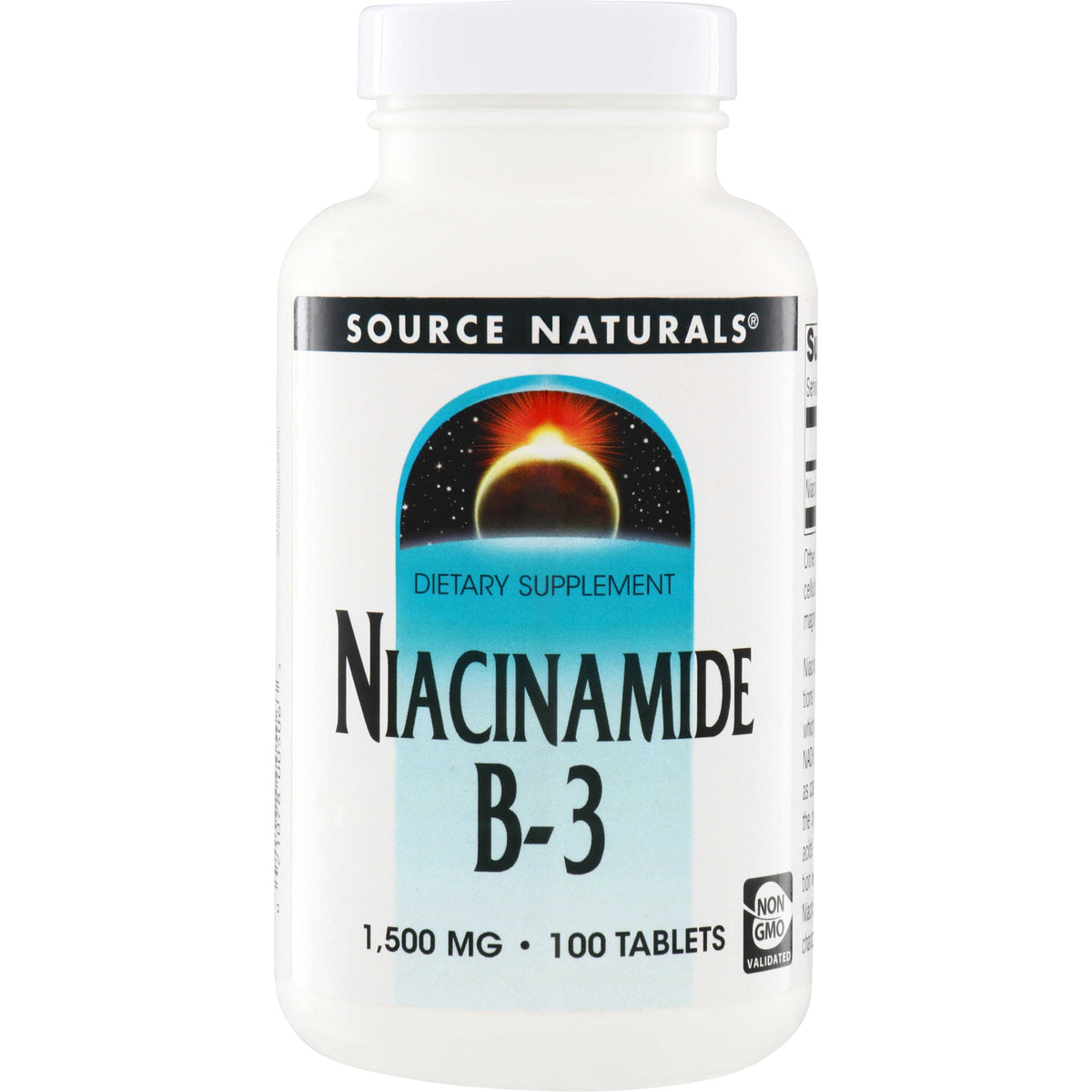 SN448 | Source Naturals Niacinamide B-3 dietary supplement, 1,500 mg, 100 tablets