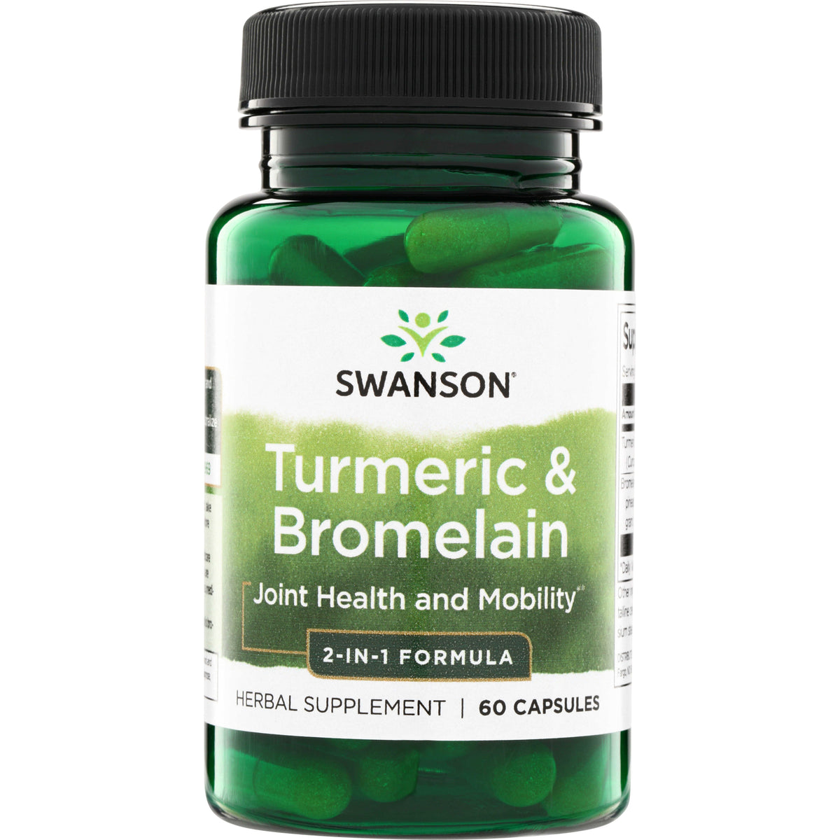 SW1412 | Swanson Turmeric & Bromelain capsules, 2-in-1 formula for joint health and mobility, 60 capsules