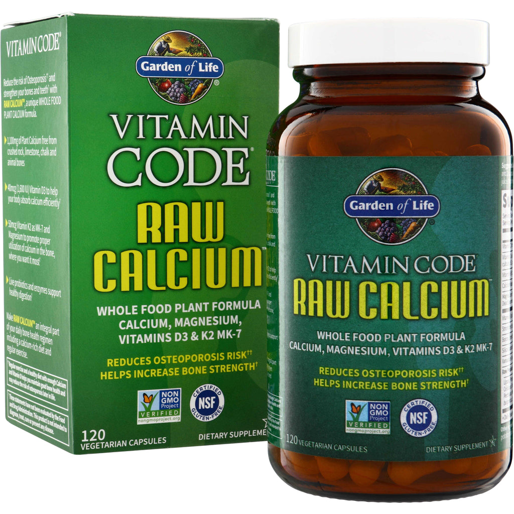 GLF064 | Garden of Life Vitamin Code Raw Calcium supplement box and bottle, 120 vegetarian capsules - Thumbnail