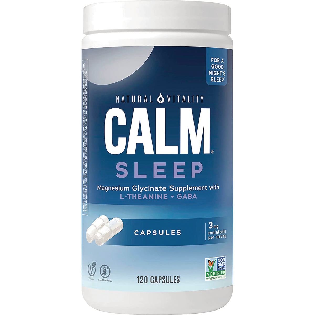 NVT057 | Natural Vitality CALM Sleep magnesium glycinate capsules bottle, 120 capsules