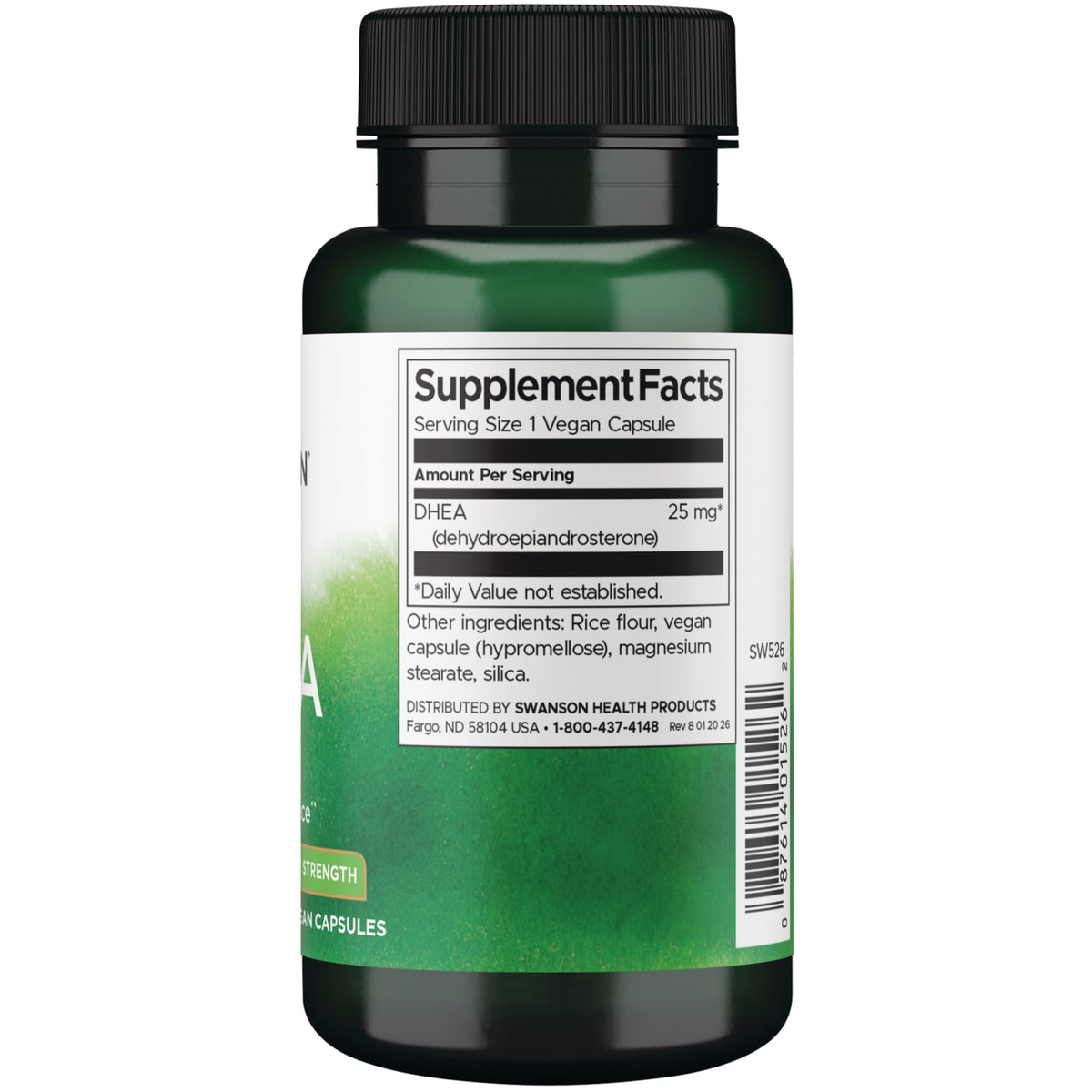 SW526 | Back label with supplement facts and serving information