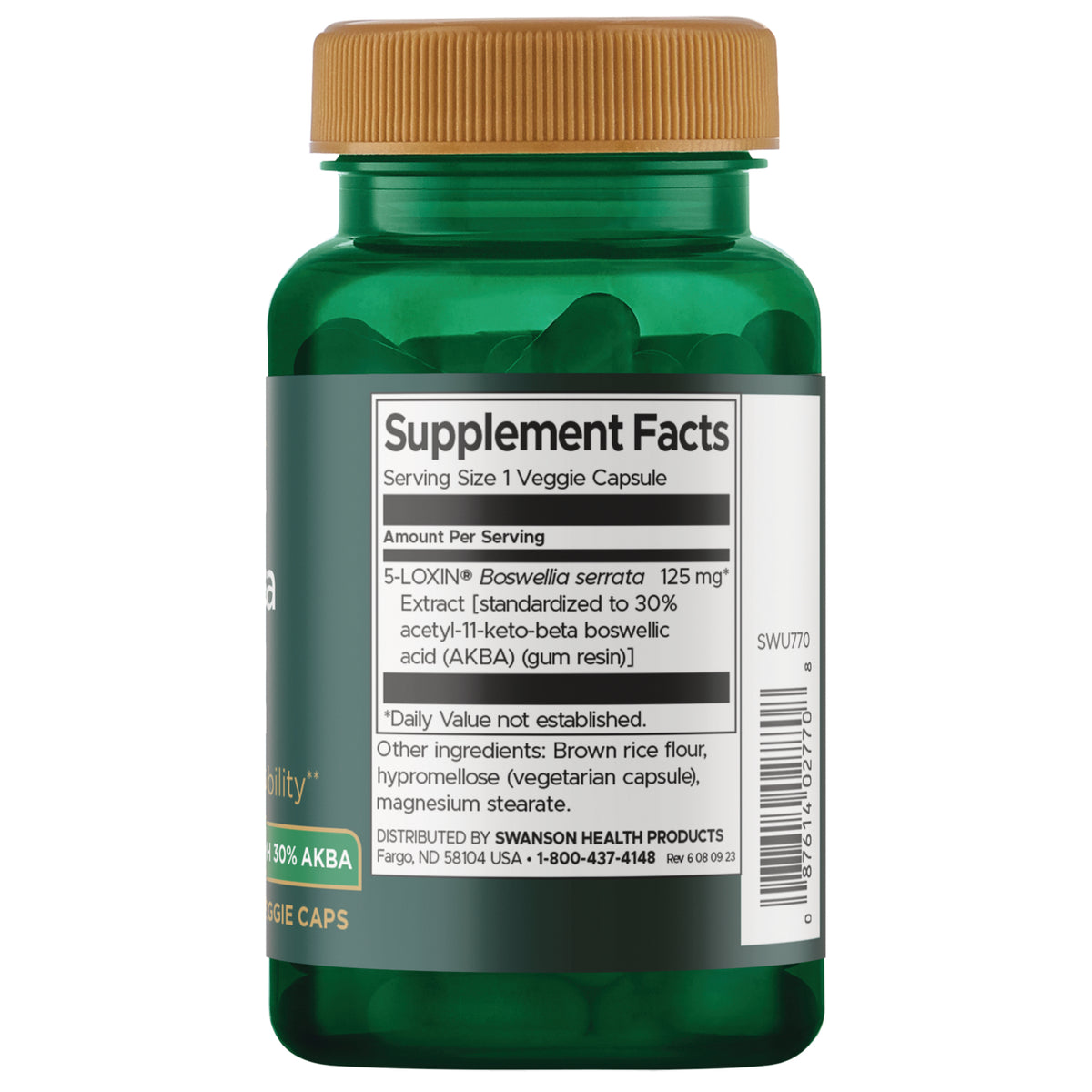 SWU770 | Back label with Supplement Facts