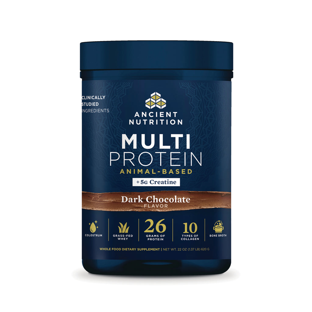 ATN152 | Ancient Nutrition Multi Protein Animal-Based Dark Chocolate supplement container with +5g creatine - Thumbnail