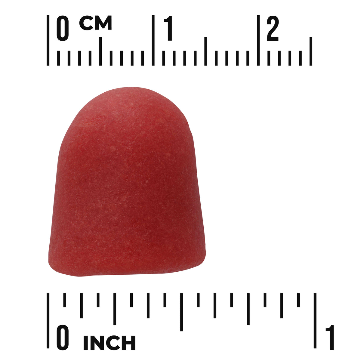 SW1858 | Red gummy with size scale in inches and centimeters