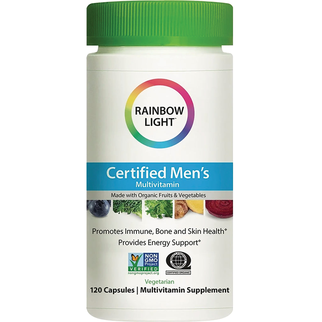RBL048 | Rainbow Light Certified Men's multivitamin bottle with green cap, 120 vegetarian capsules - Thumbnail