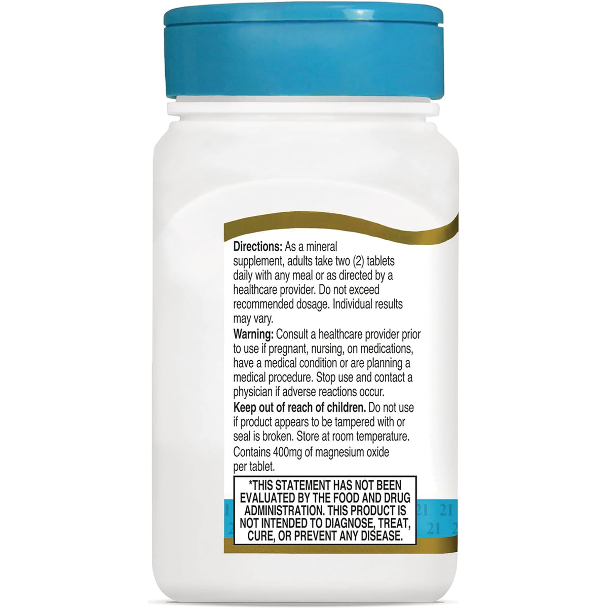 CNT105 | back label of white supplement bottle showing directions, warnings, and FDA disclaimer