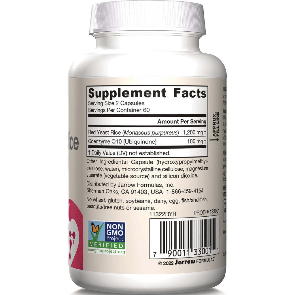 JR328 | Back of white supplement bottle showing Supplement Facts panel, ingredients, Non-GMO Project verified label and barcode - Thumbnail