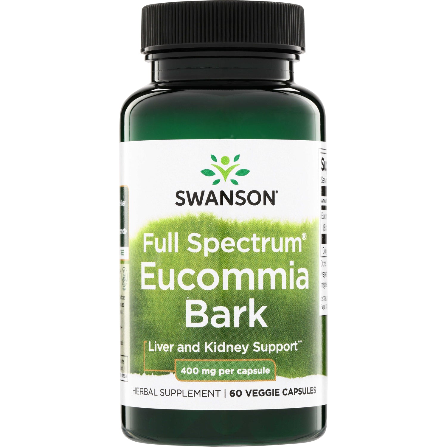 SW1652 | Swanson Full Spectrum Eucommia Bark, Liver and Kidney Support, 400 mg per capsule, 60 veggie capsules