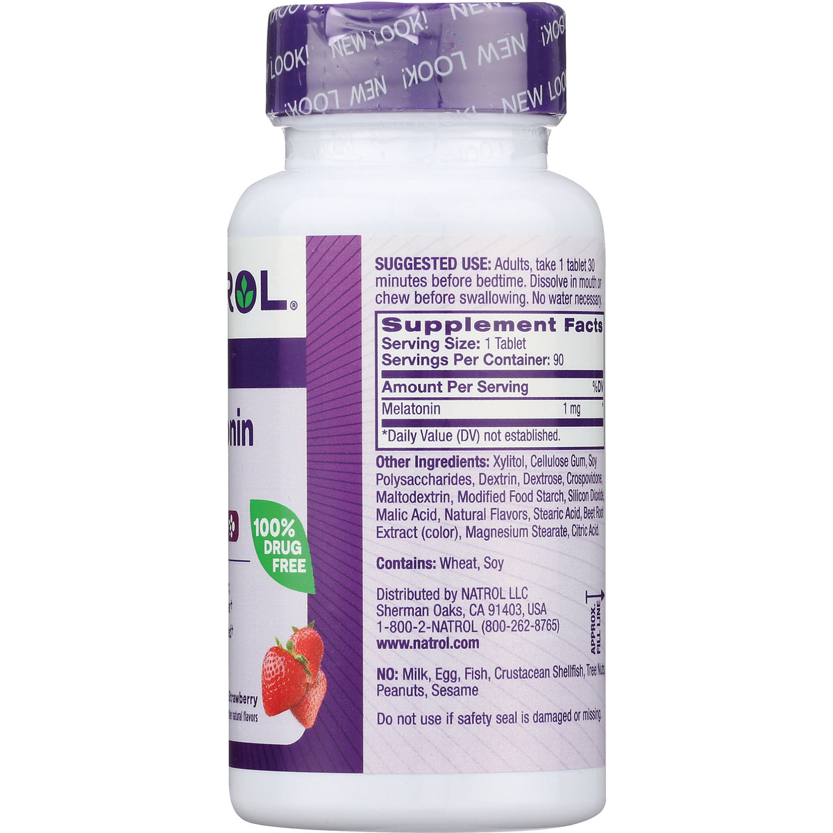 NA539 | bottle back showing Supplement Facts, suggested use, ingredients and contains statement
