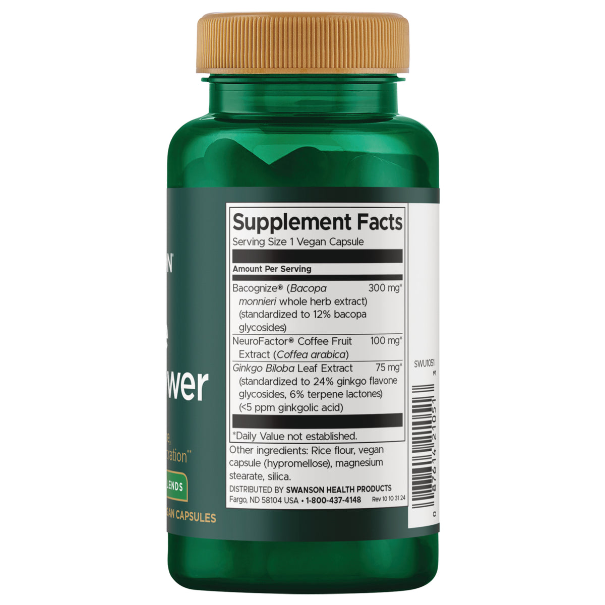 SWU1051 | Back label with Supplement Facts