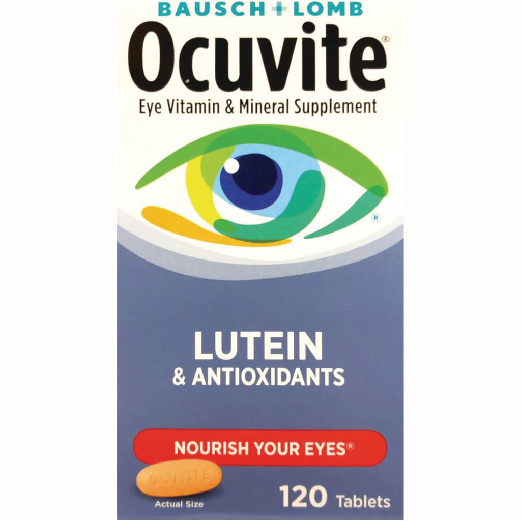 BNL014 | Ocuvite Lutein & Antioxidants supplement box front showing logo, 'NOURISH YOUR EYES' banner and 120 Tablets - Thumbnail