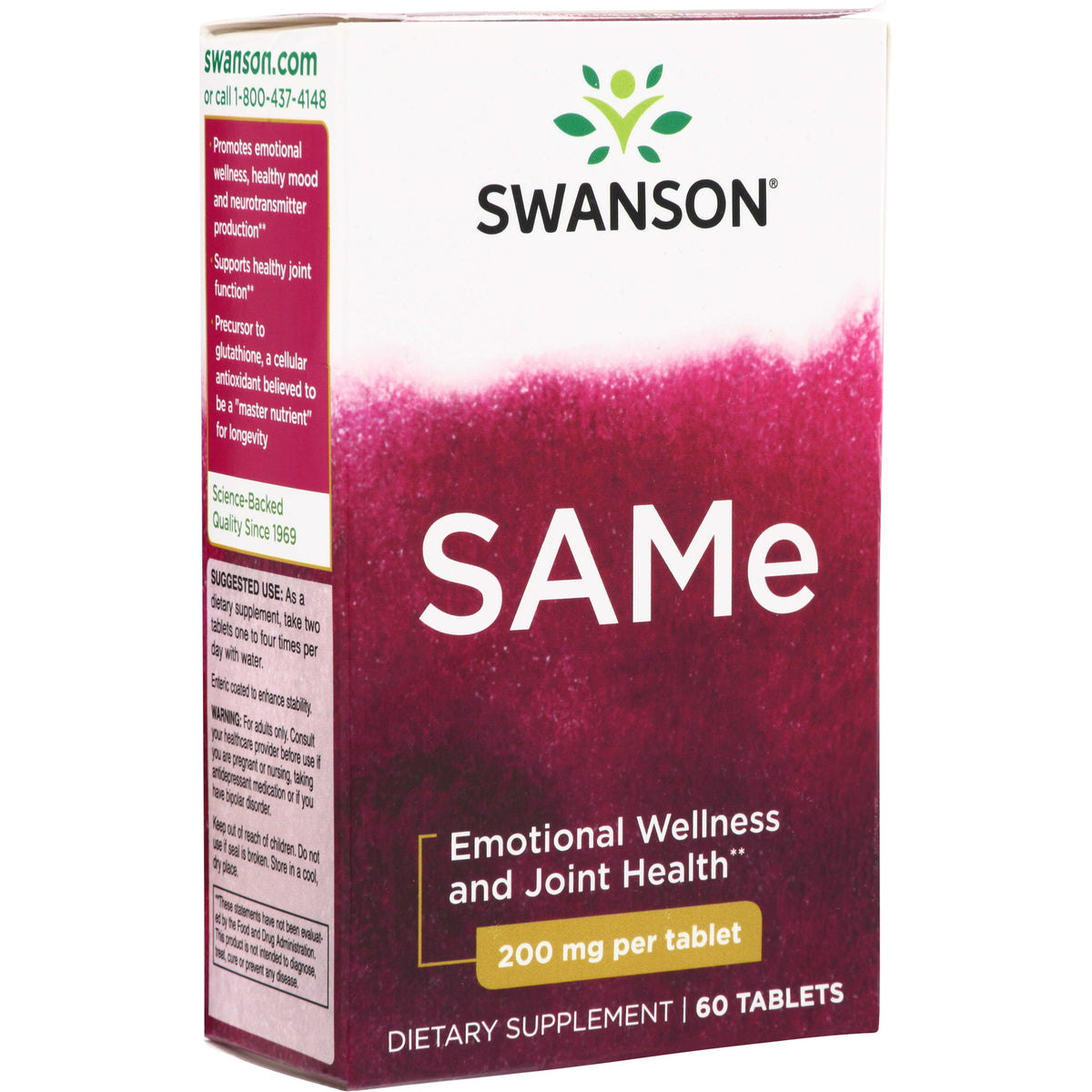 SWU217 | Swanson SAMe tablets, 200 mg per tablet, 60 tablets; supports emotional wellness and joint health
