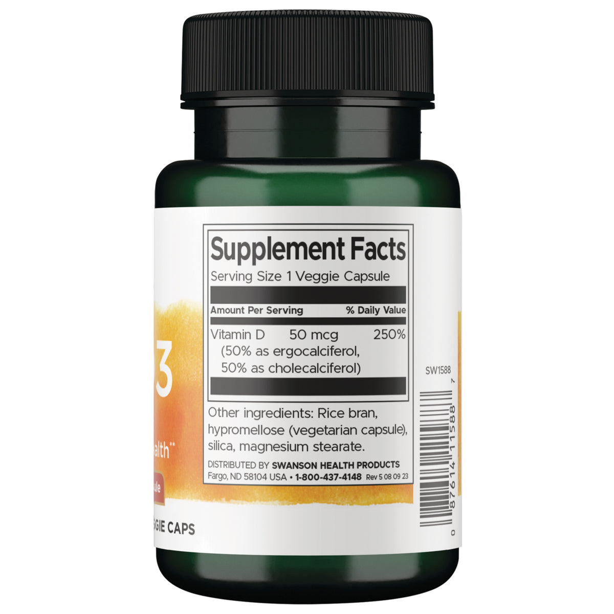 SW1588 | Back label with Supplement Facts and serving information