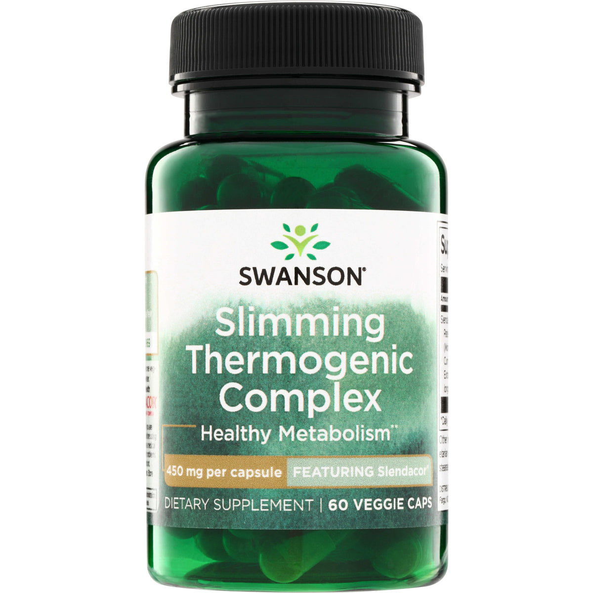 SW1826 | Swanson Slimming Thermogenic Complex, 450 mg per capsule, featuring Slendacor, 60 veggie caps bottle