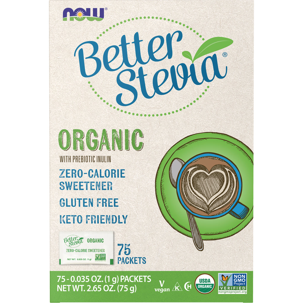 NWF979 | Better Stevia organic zero-calorie sweetener box, 75 packets, cup illustration - Thumbnail