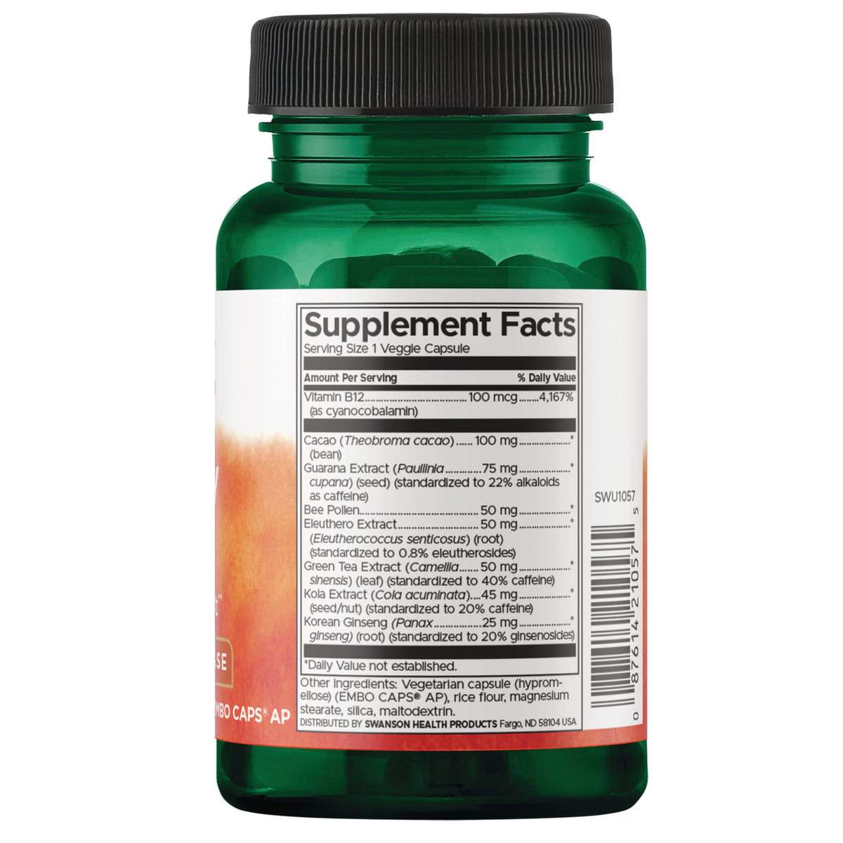 SWU1057 | Swanson Energy Boost bottle, Energy Support, Designed Release, dietary supplement, 60 veggie capsules
