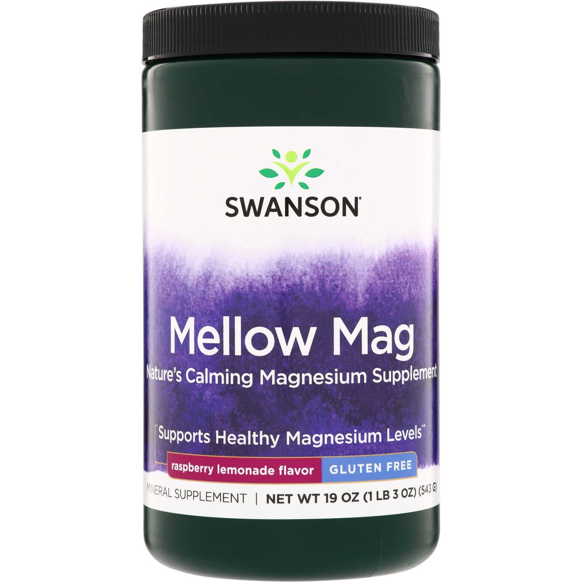 SW1732 | Swanson Mellow Mag magnesium supplement, raspberry lemonade flavor, gluten free