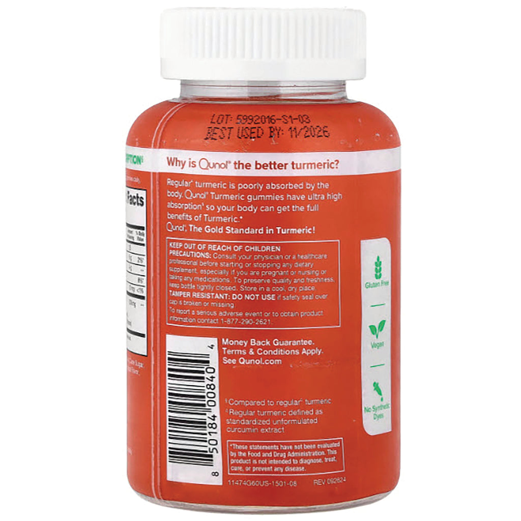 QNL014 | Back of orange supplement bottle showing Warnings and Barcode - Thumbnail