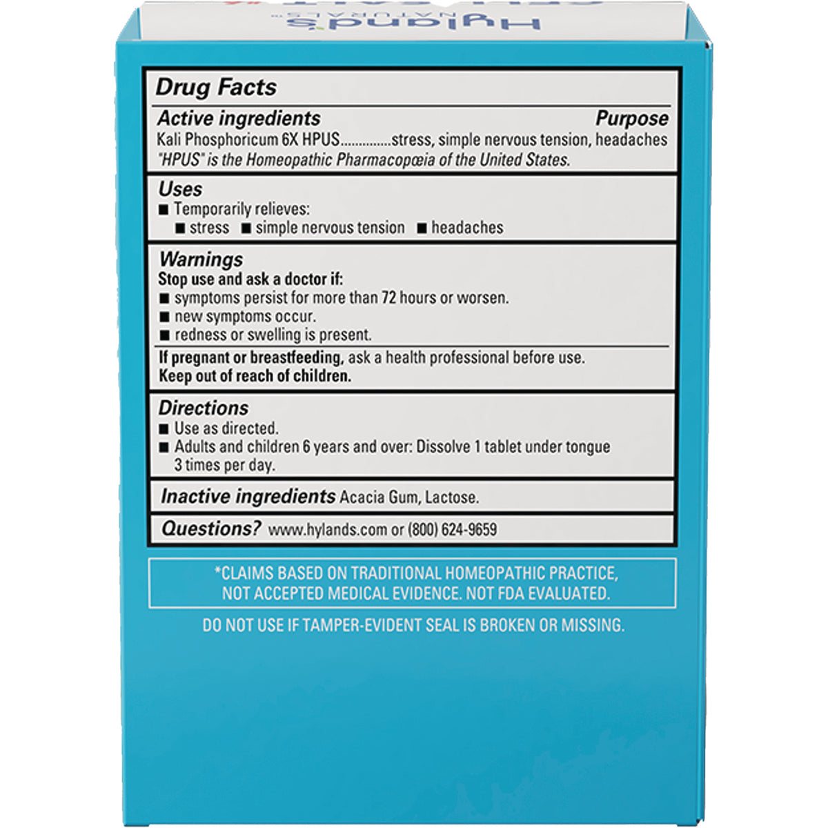 HY267 | Back of turquoise product box showing Drug Facts panel with active ingredients, warnings, directions and inactive ingredients