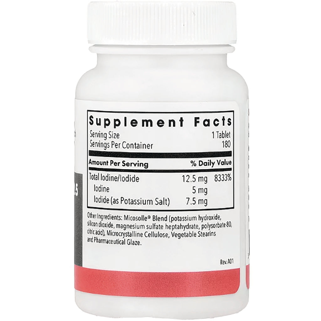 OPC002 | Back label showing Supplement Facts panel with serving size 1 tablet, total iodine 12.5 mg and ingredient list - Thumbnail