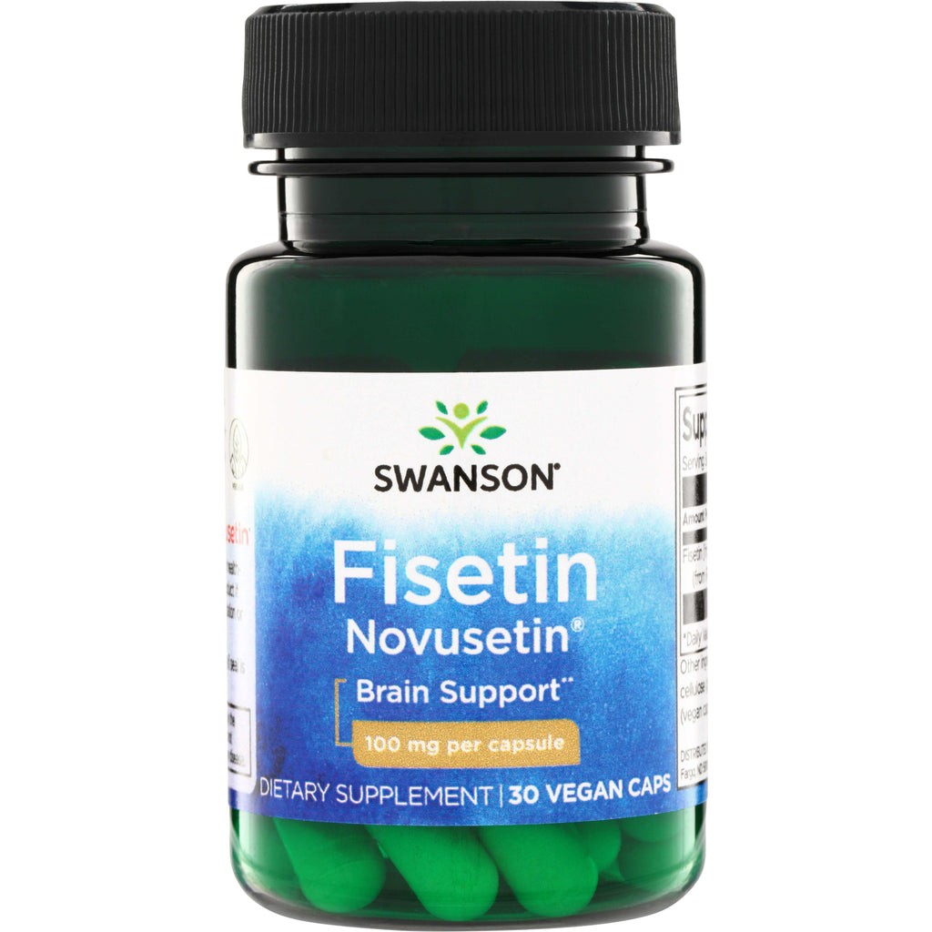 SWU707 | Swanson Fisetin Novusetin Brain Support, 100 mg per capsule, 30 vegan caps bottle front - Thumbnail