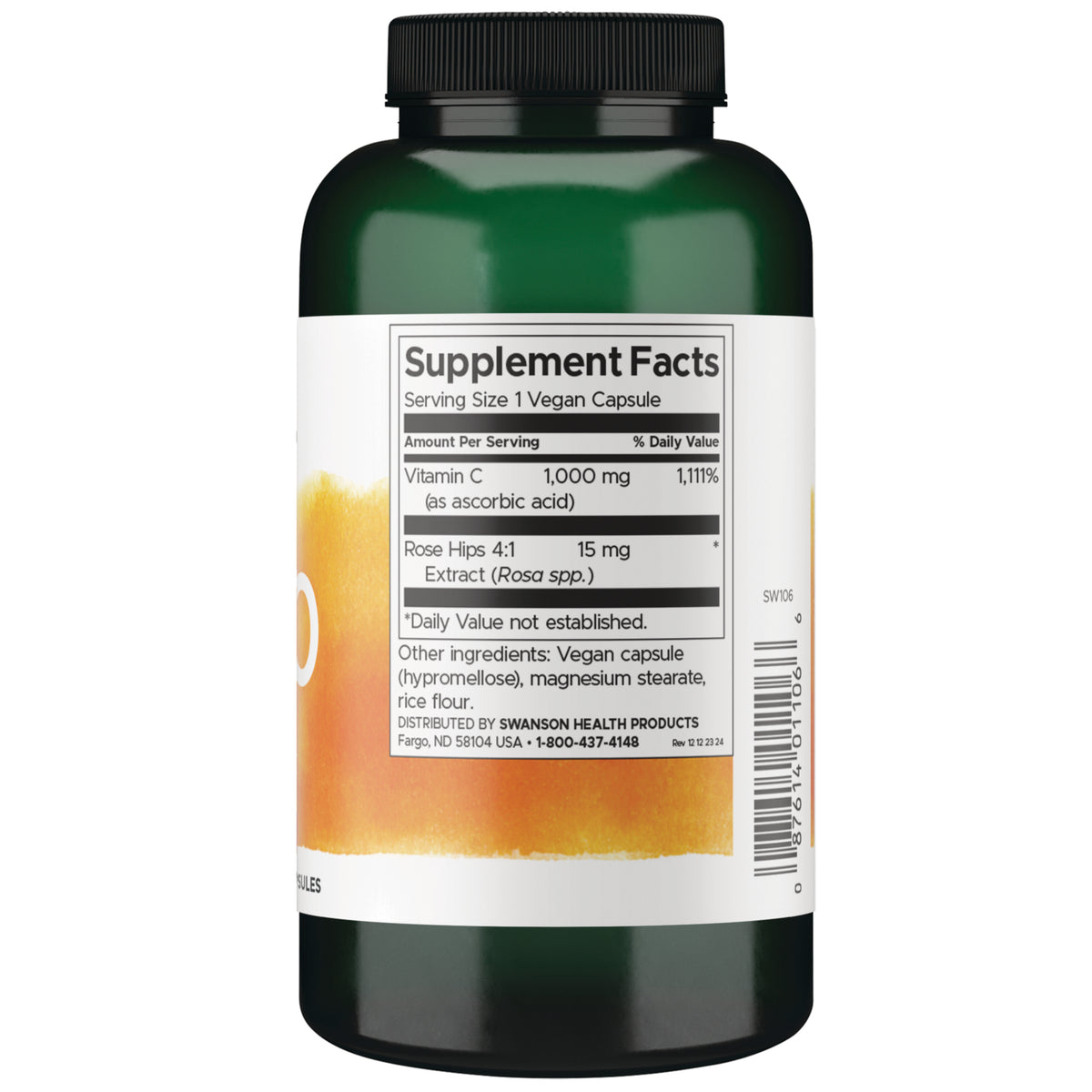 SW106 | Back label with supplement facts and serving information