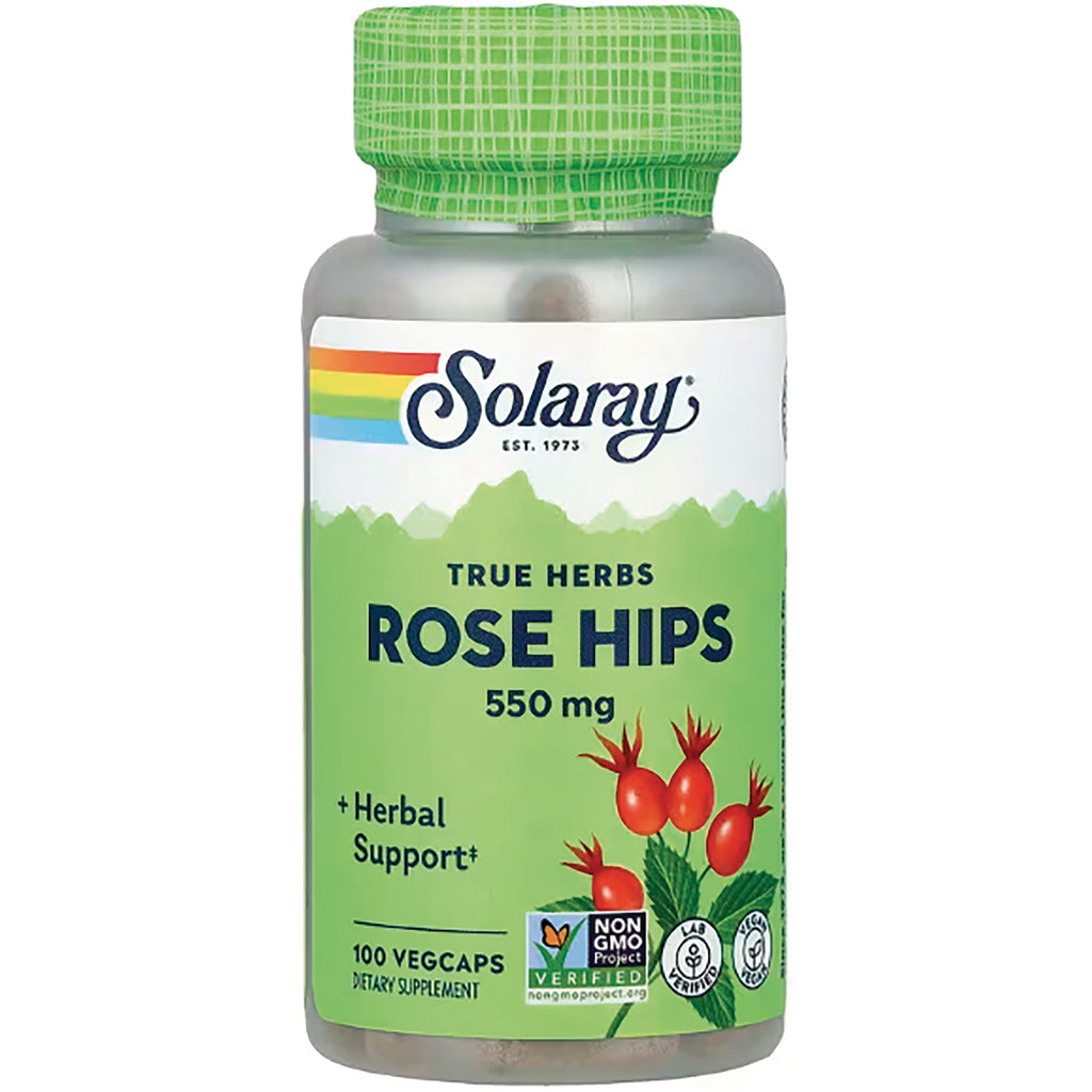 SLR401 | Solaray True Herbs Rose Hips 550 mg bottle, 100 vegcaps supplement - Thumbnail