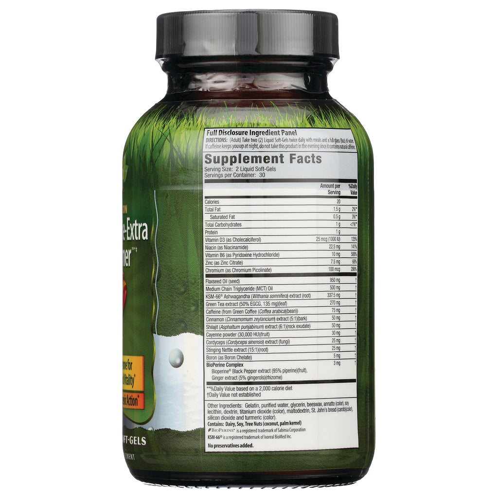 IR158 | back of green supplement bottle showing supplement facts panel and ingredient list - Thumbnail