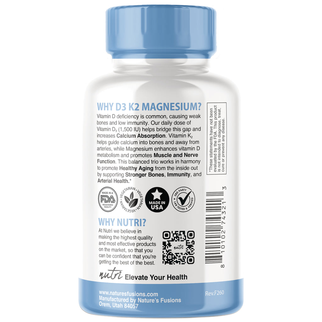 NFU017 | Back of white and green supplement bottle showing Why Nutri text, icons and barcode - Thumbnail