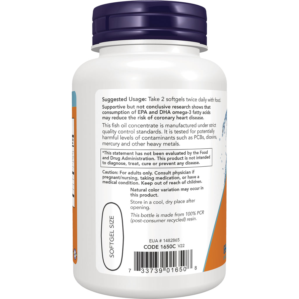 NWF074 | Back label of white supplement bottle showing suggested usage, caution, barcode and softgel size graphic - Thumbnail