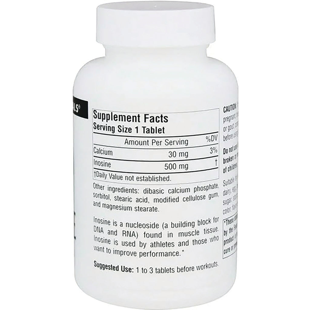 SN658 | Back label with Supplement Facts, serving size 1 tablet, calcium 30 mg, inosine 500 mg - Thumbnail