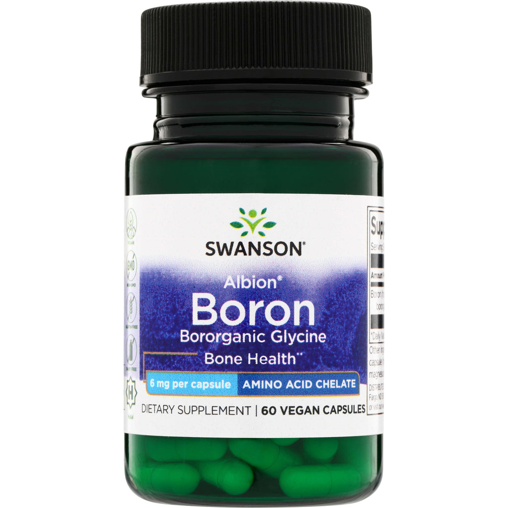 SWU1028 | Swanson Albion Boron, Bororganic Glycine, 6 mg per capsule, 60 vegan capsules bottle - Thumbnail