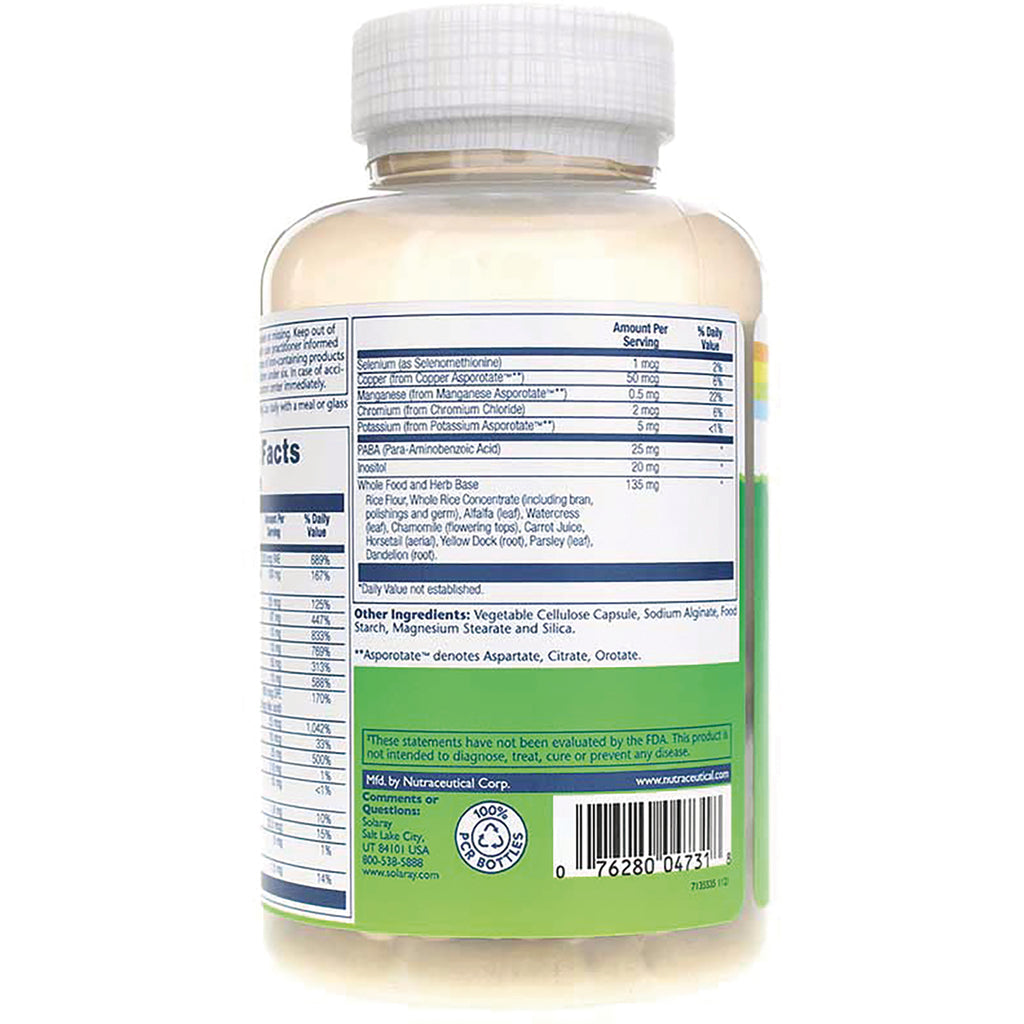 SLR220 | Back of supplement bottle showing supplement facts panel, ingredients and barcode - Thumbnail