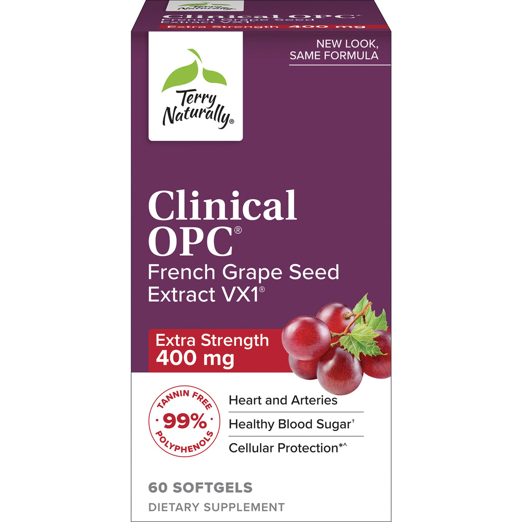 EUR050 | Terry Naturally Clinical OPC French grape seed extract VX1 box, extra strength 400 mg, 60 softgels - Thumbnail