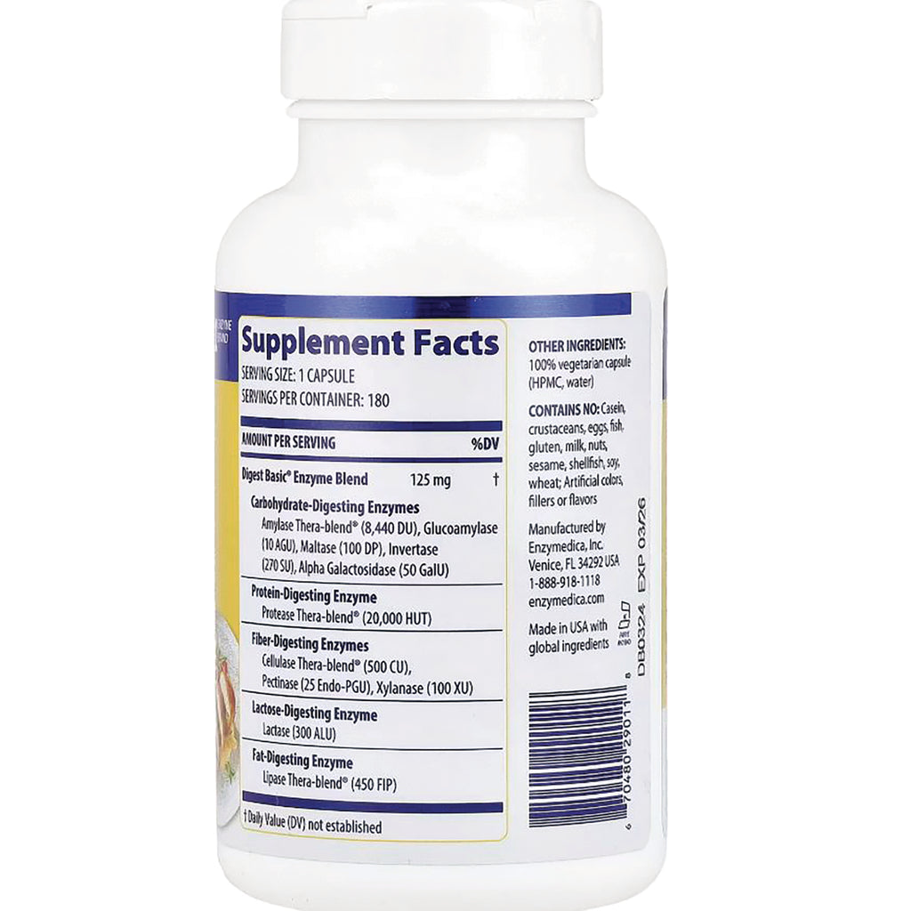 EMD076 | Back of white supplement bottle showing Supplement Facts panel, ingredient list, and barcode - Thumbnail