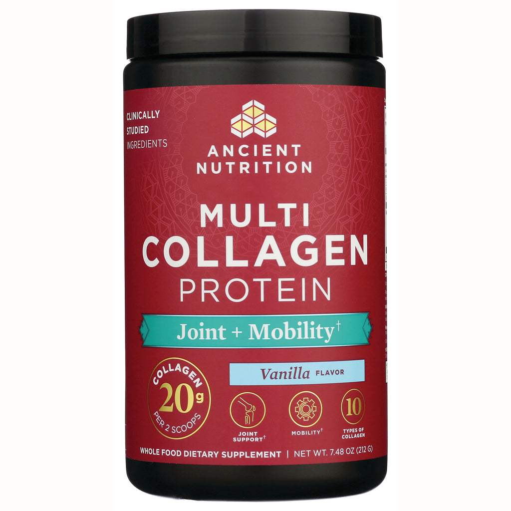 ATN049 | Ancient Nutrition Multi Collagen Protein vanilla flavor tub labeled Joint + Mobility and 20 g per 2 scoops - Thumbnail