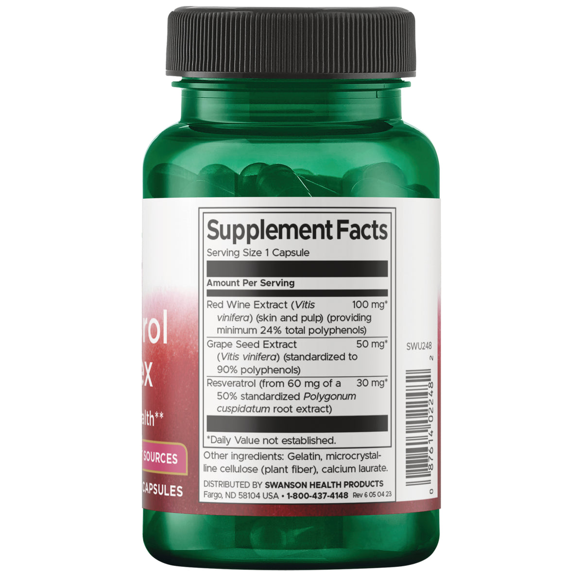 SWU248 | Back label with supplement facts and serving information