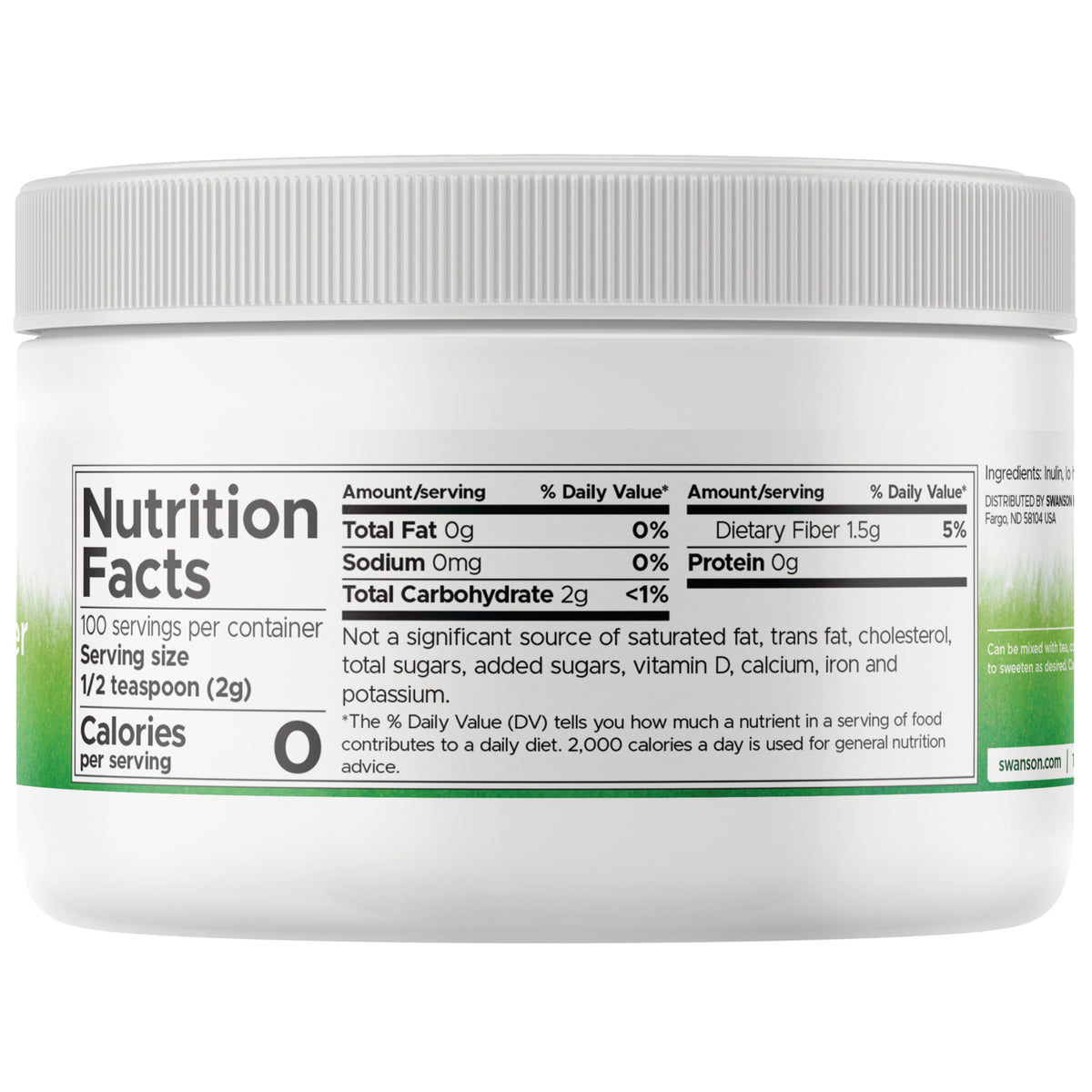 SW1415 | Back label with supplement facts and serving information
