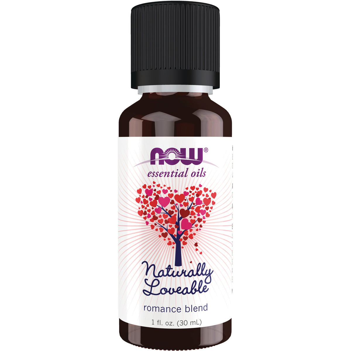 NWF1230 | NOW essential oils Naturally Loveable romance blend 1 fl oz amber bottle front label