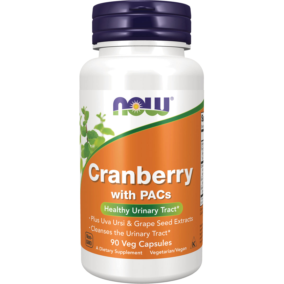 NWF469 | NOW Cranberry with PACs 90 Veg Capsules bottle with orange label