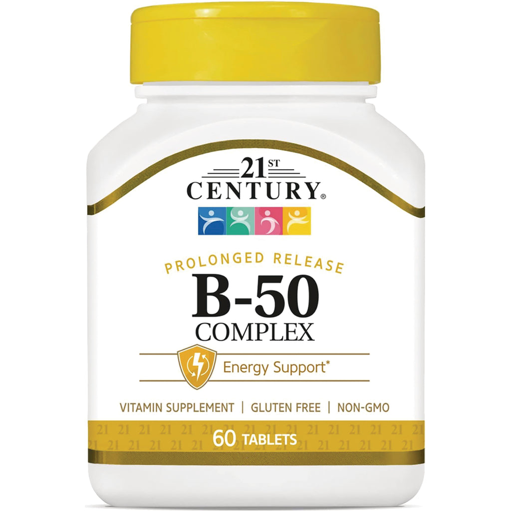 CNT169 | 21st Century B-50 Complex prolonged release vitamin supplement bottle, 60 tablets, energy support, gluten free - Thumbnail