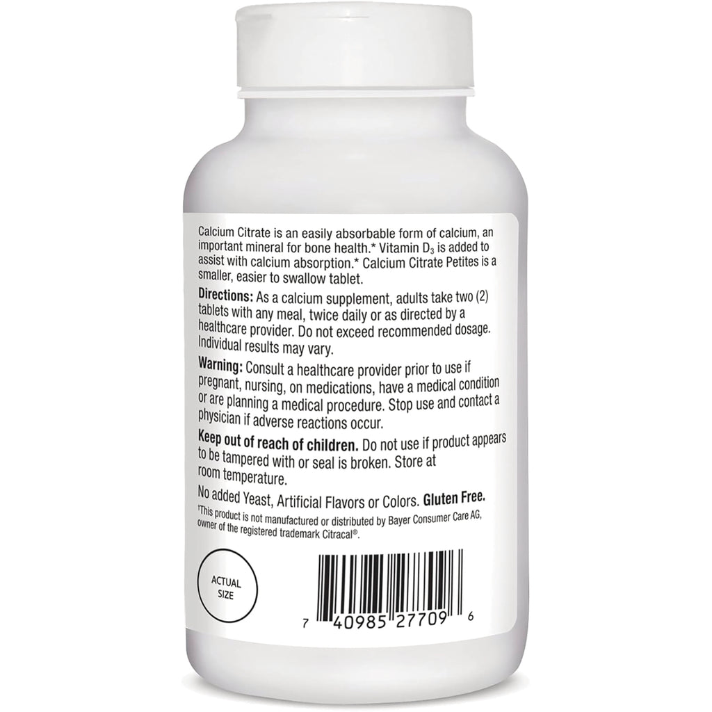 CNT279 | Back label of white supplement bottle showing directions, warnings, barcode and actual size circle - Thumbnail