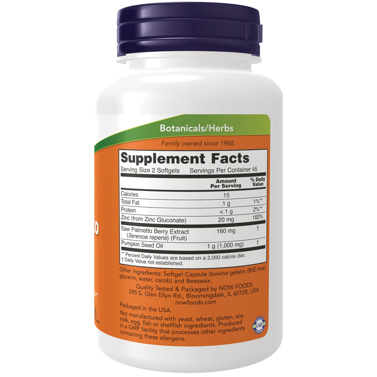 NWF703 | Back of white supplement bottle showing Supplement Facts panel, ingredients and serving size