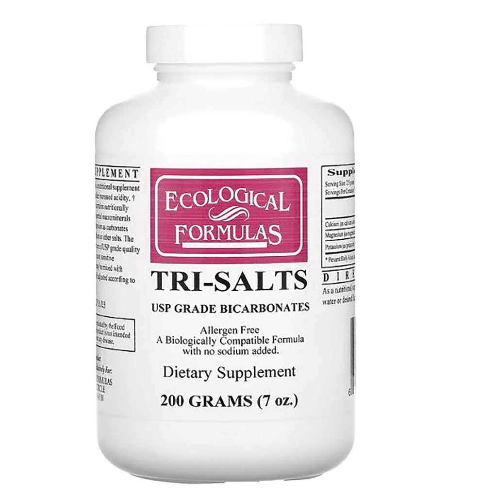 CRR013 | Ecological Formulas TRI-SALTS white supplement bottle labeled USP GRADE BICARBONATES 200 GRAMS (7 oz.) - Thumbnail